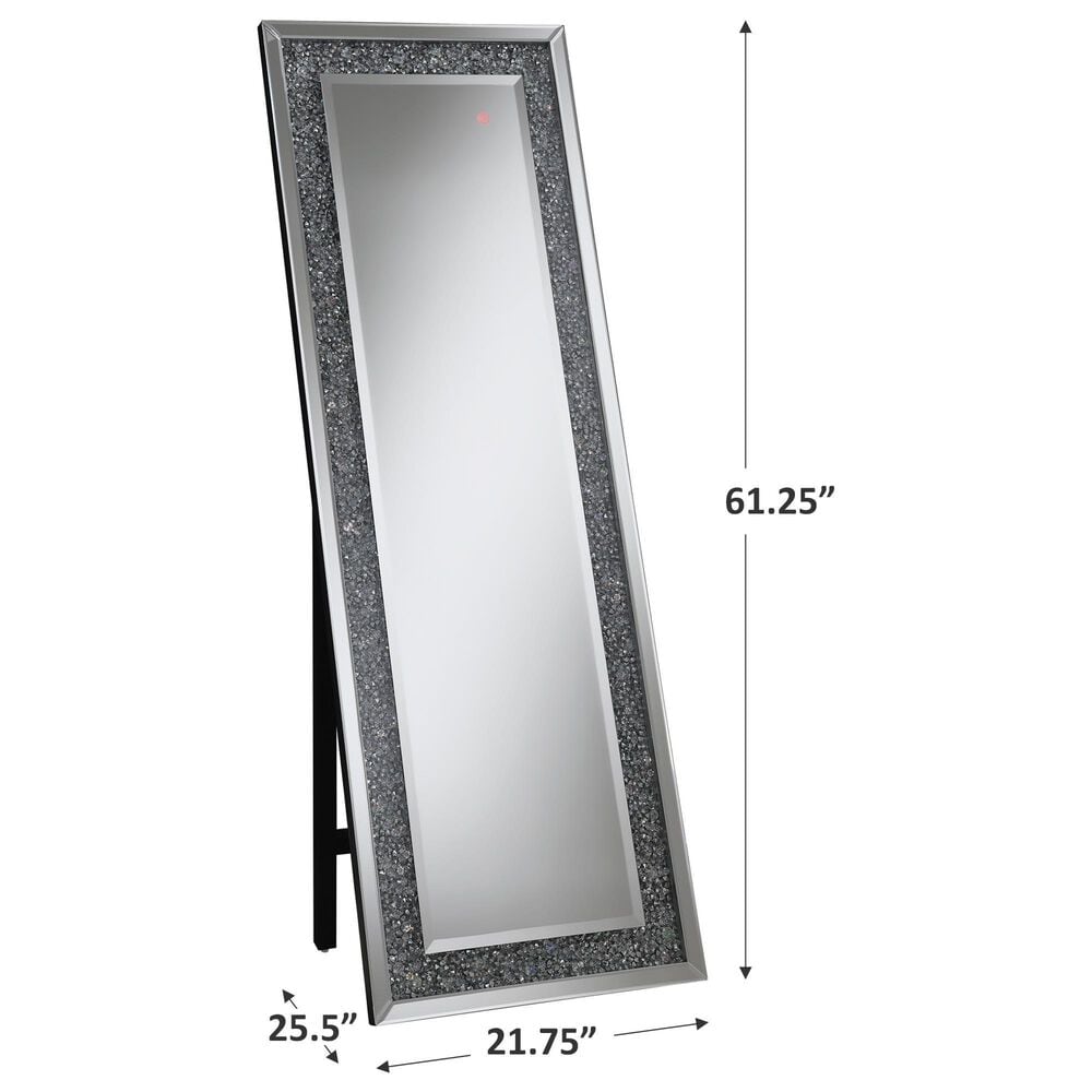 Pacific Landing Rectangular Standing Mirror with LED Lighting in Silver, , large