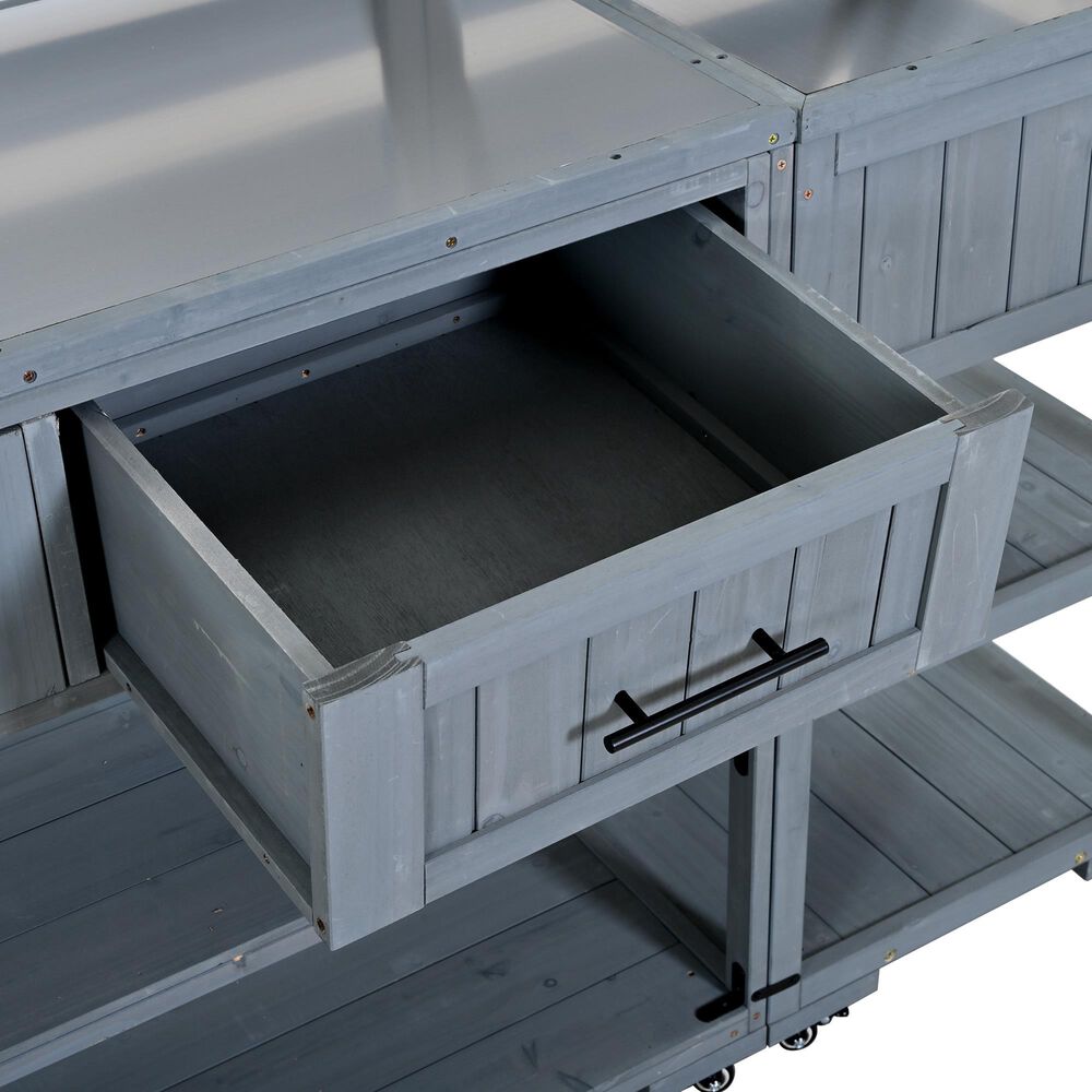 HOMLUX 62.3'' Outdoor Kitchen Island in Gray, , large