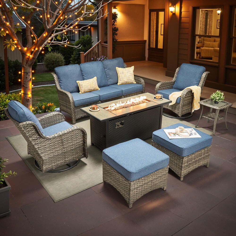 HOMLUX 7-Piece Patio Set in Denim Blue, , large