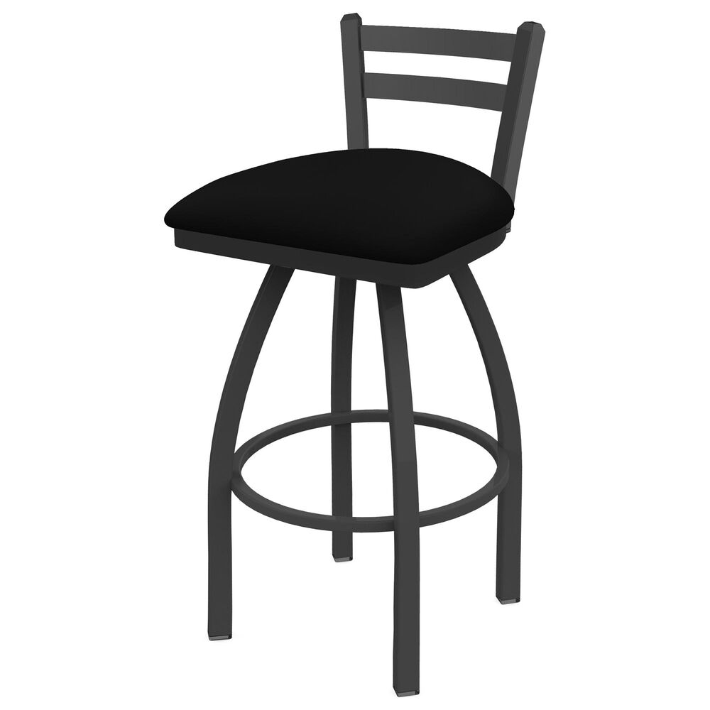 Holland Bar Stool 411 Jackie 25" Low Back Swivel Counter Stool with Pewter and Black Vinyl Seat, , large