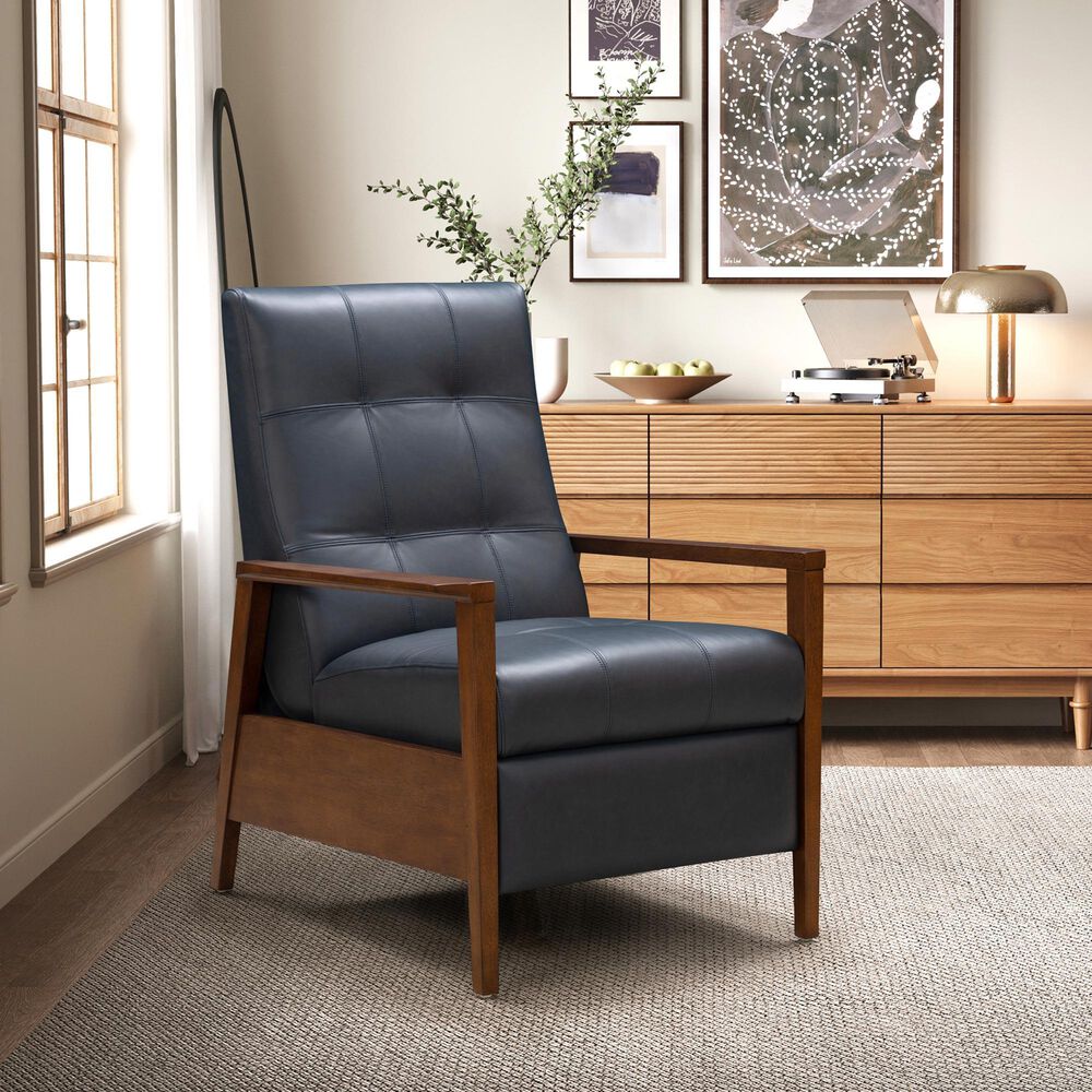 Barcalounger Bridget Leather Manual Recliner in Ocean, , large