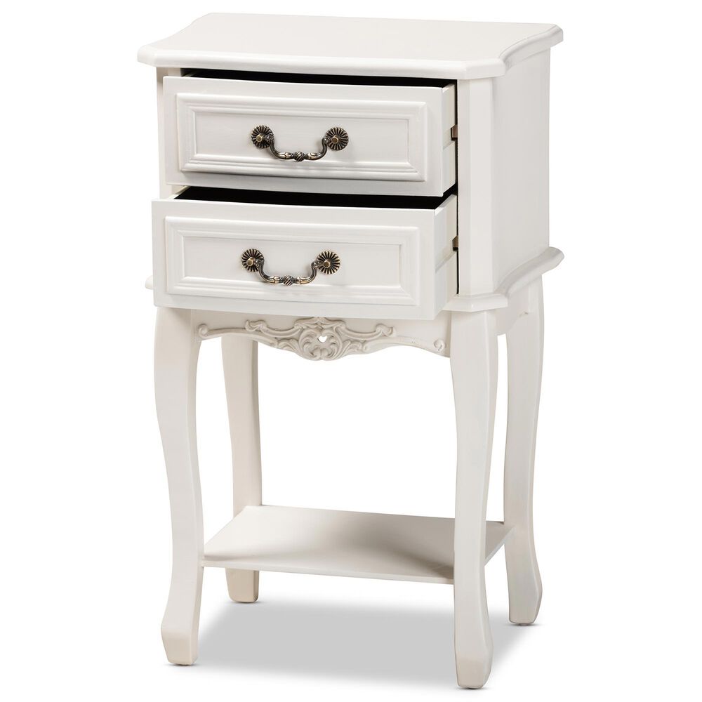 Baxton Studio Gabrielle 2-Drawer End Table in White, , large
