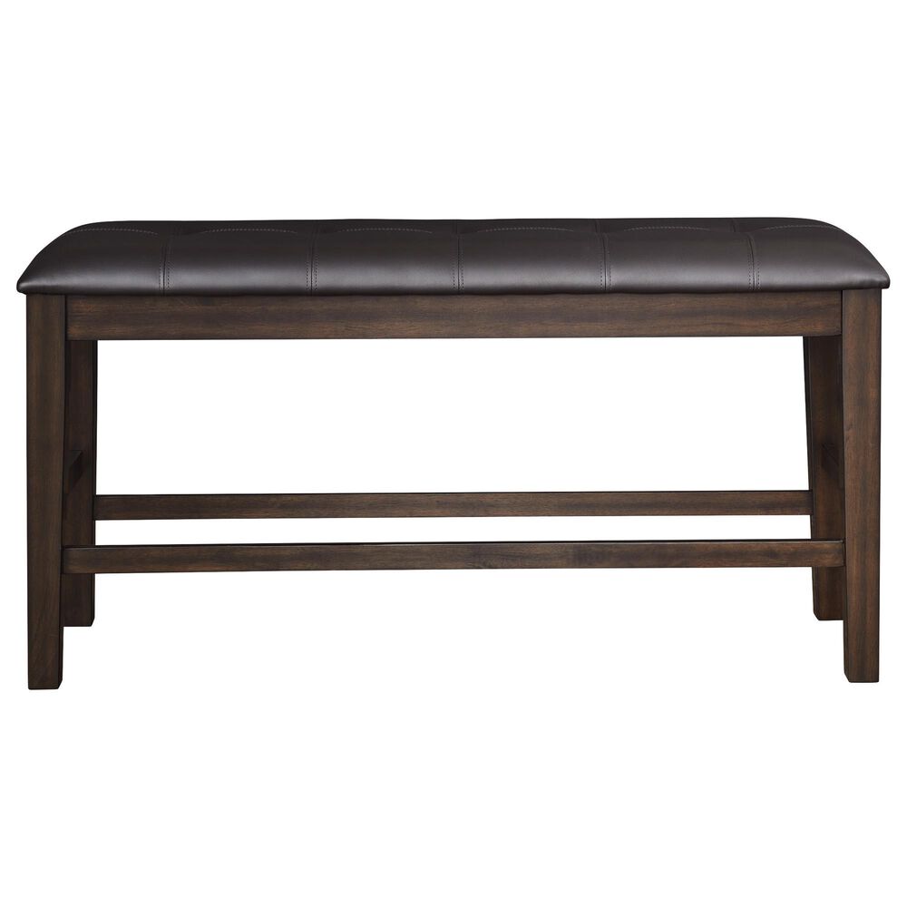 Ashley Haddigan 25.38 Faux Leather Dining Bench in Dark Brown, , large