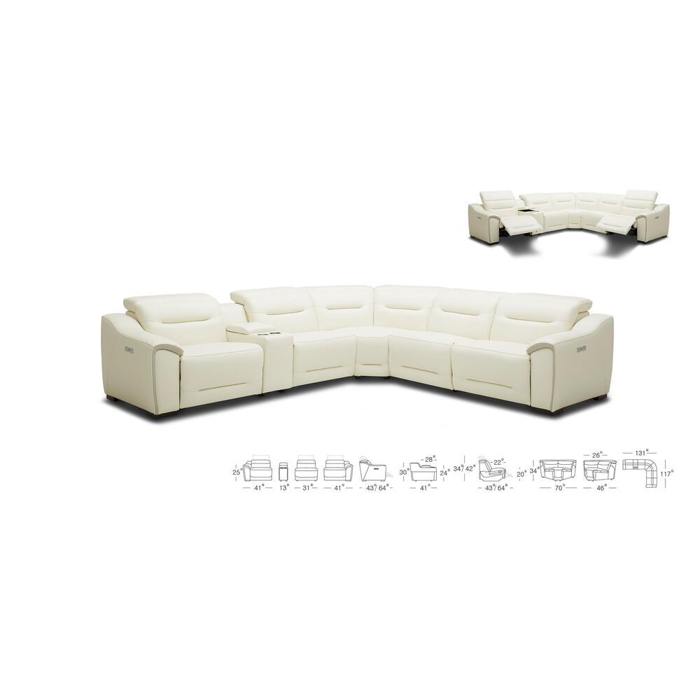 Interlochen 6-Piece Power Reclining L-Shaped Sectional with Power Headrest in Ice White, , large