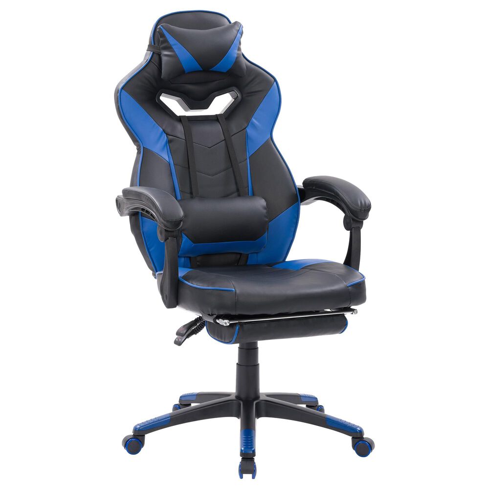 CorLiving Doom Gaming Chair in Black and Blue, , large