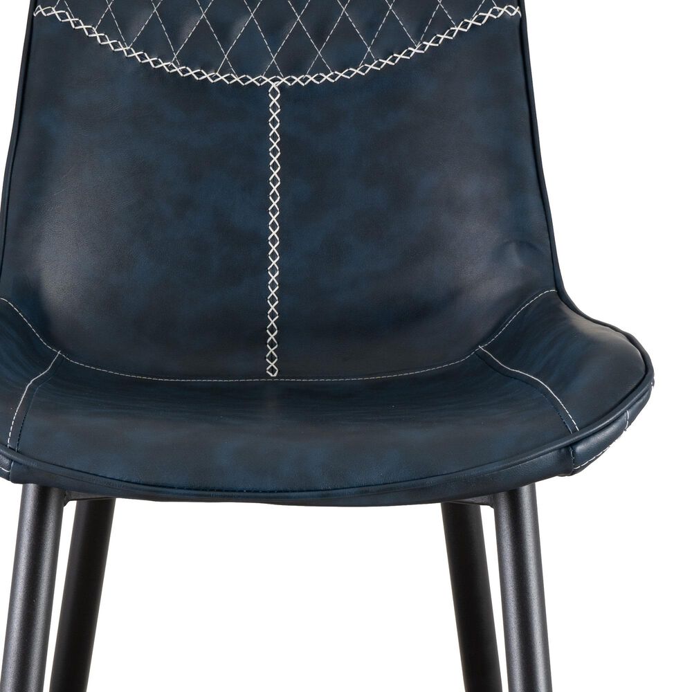 Linon Home Decor Edler Side Chair with Blue Upholstery in Black (Set of 2), , large