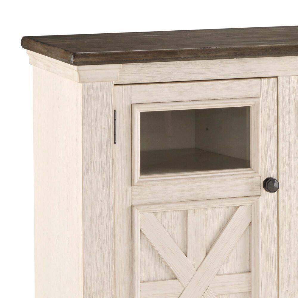 Ashley Bolanburg Extra Large 74&quot; TV Stand in Antique White and Weathered Oak Top, , large