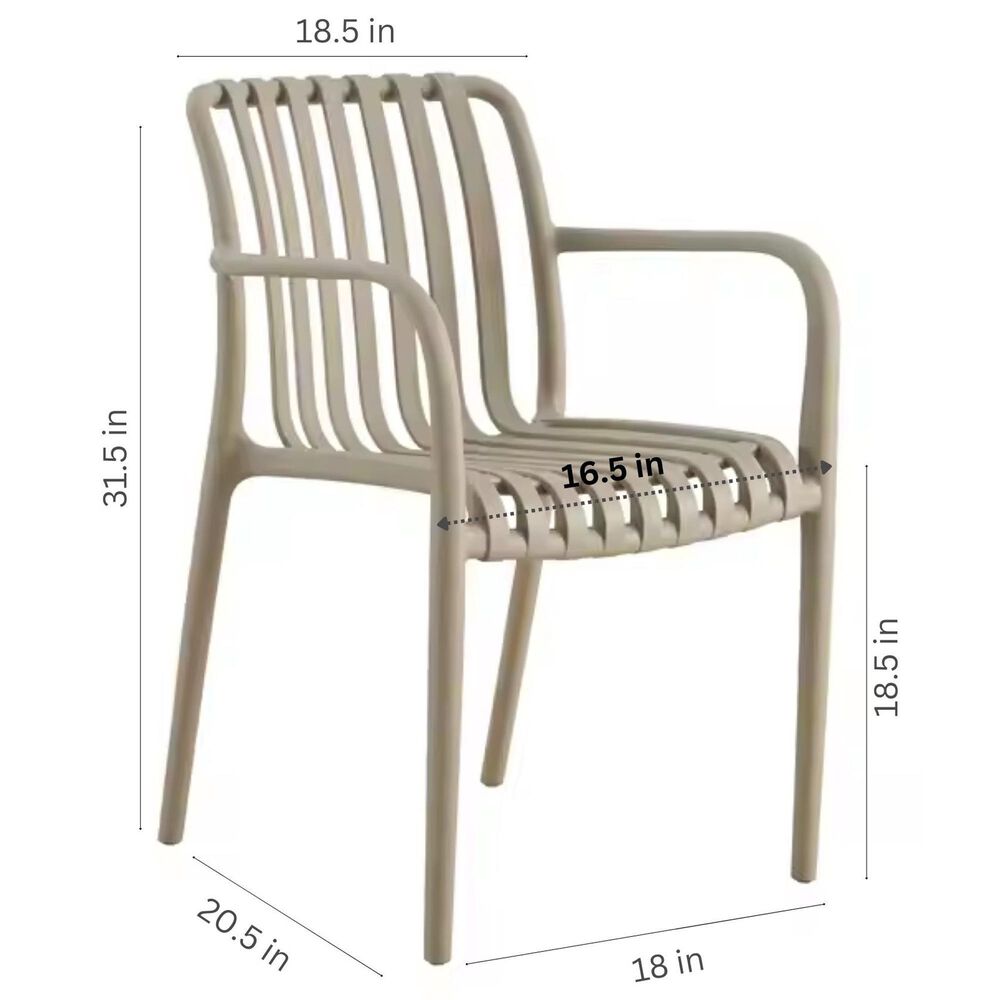 International Home Miami Curazao Outdoor Stackable Dining Chair in Sand (Set of 4), , large