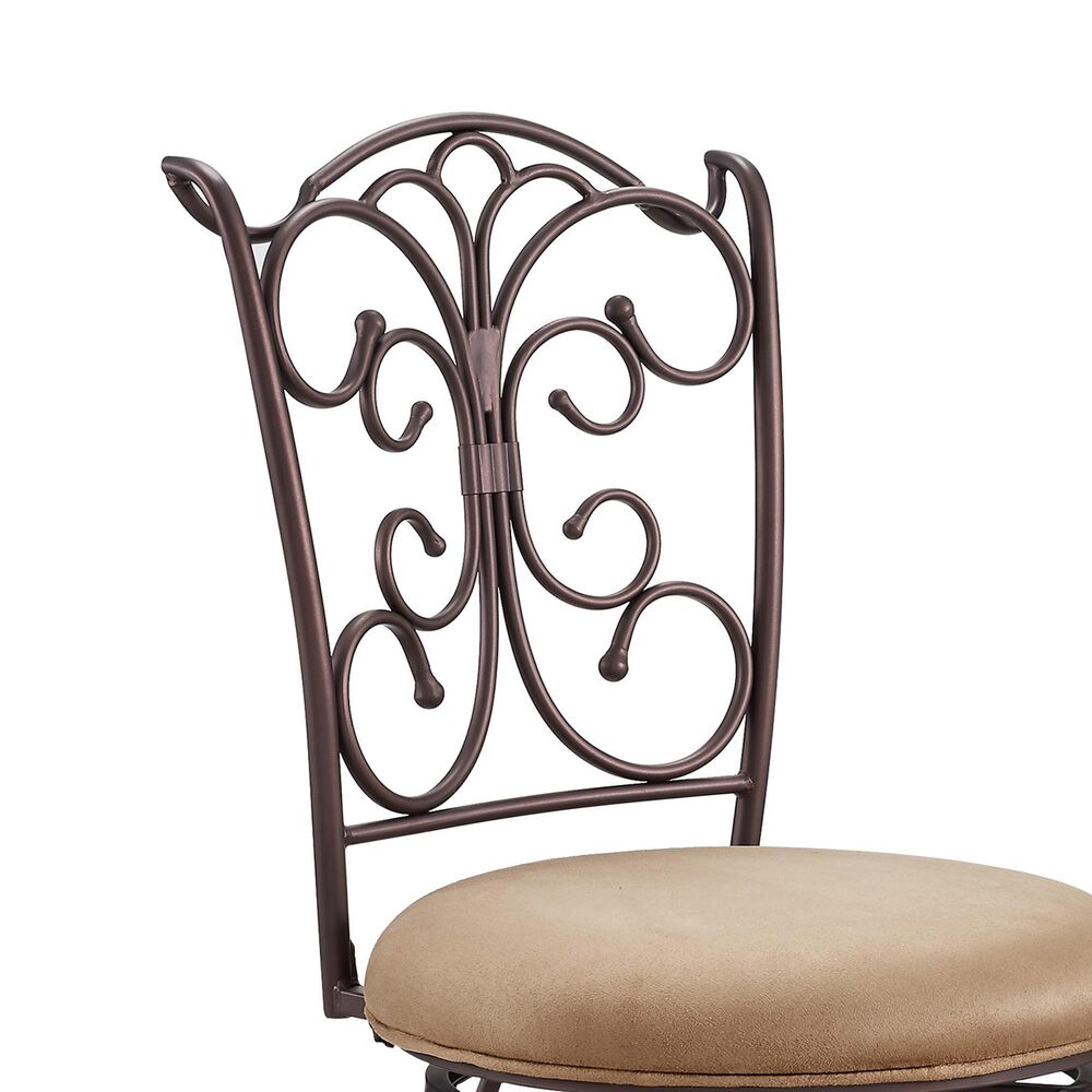 Linon Home Decor Gathered Swivel Counter Stool in Rich Bronze, , large