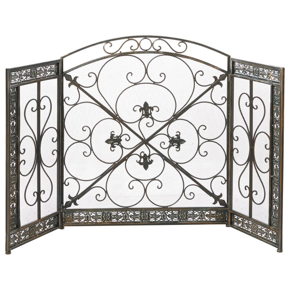 Maple and Jade 52&quot; x 31&quot; Fireplace Screen in Black, , large