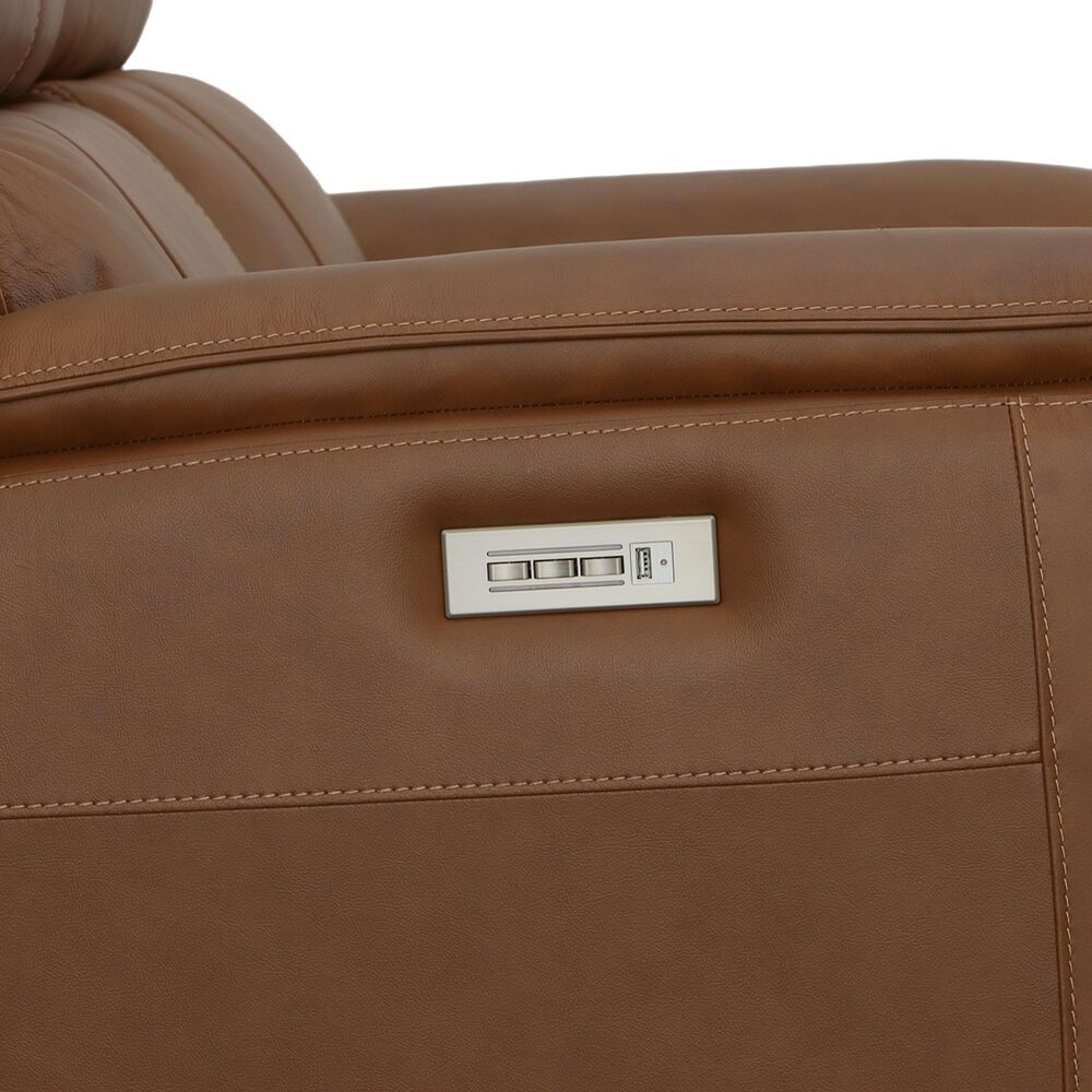 Flexsteel Henry Power Reclining Loveseat with Headrests and Lumbar in Caramel, , large