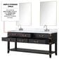 Lexora Home Norwalk 72" Double Bathroom Vanity in Black Oak with White Carrara Marble Top and Rectangular Sinks, , large
