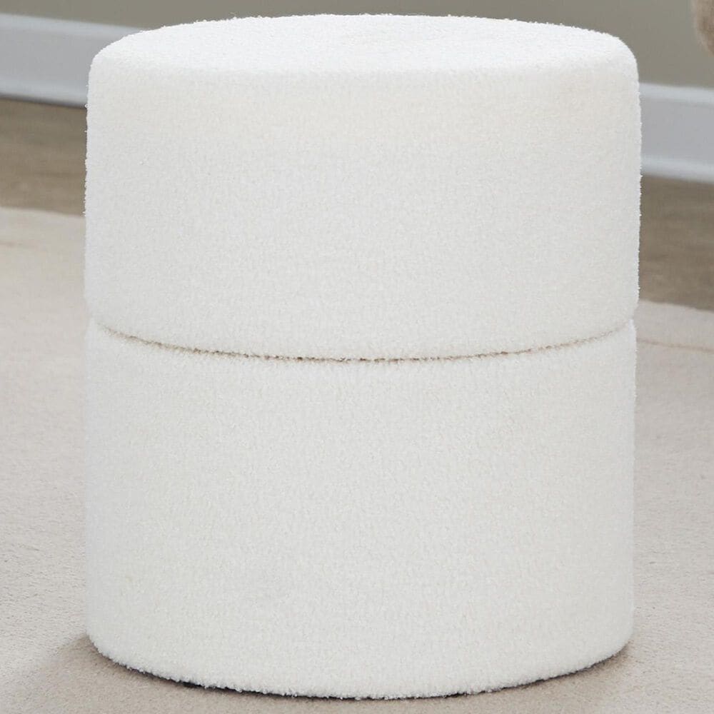 LumiSource Spin 18" Swivel Ottoman in Cream, , large