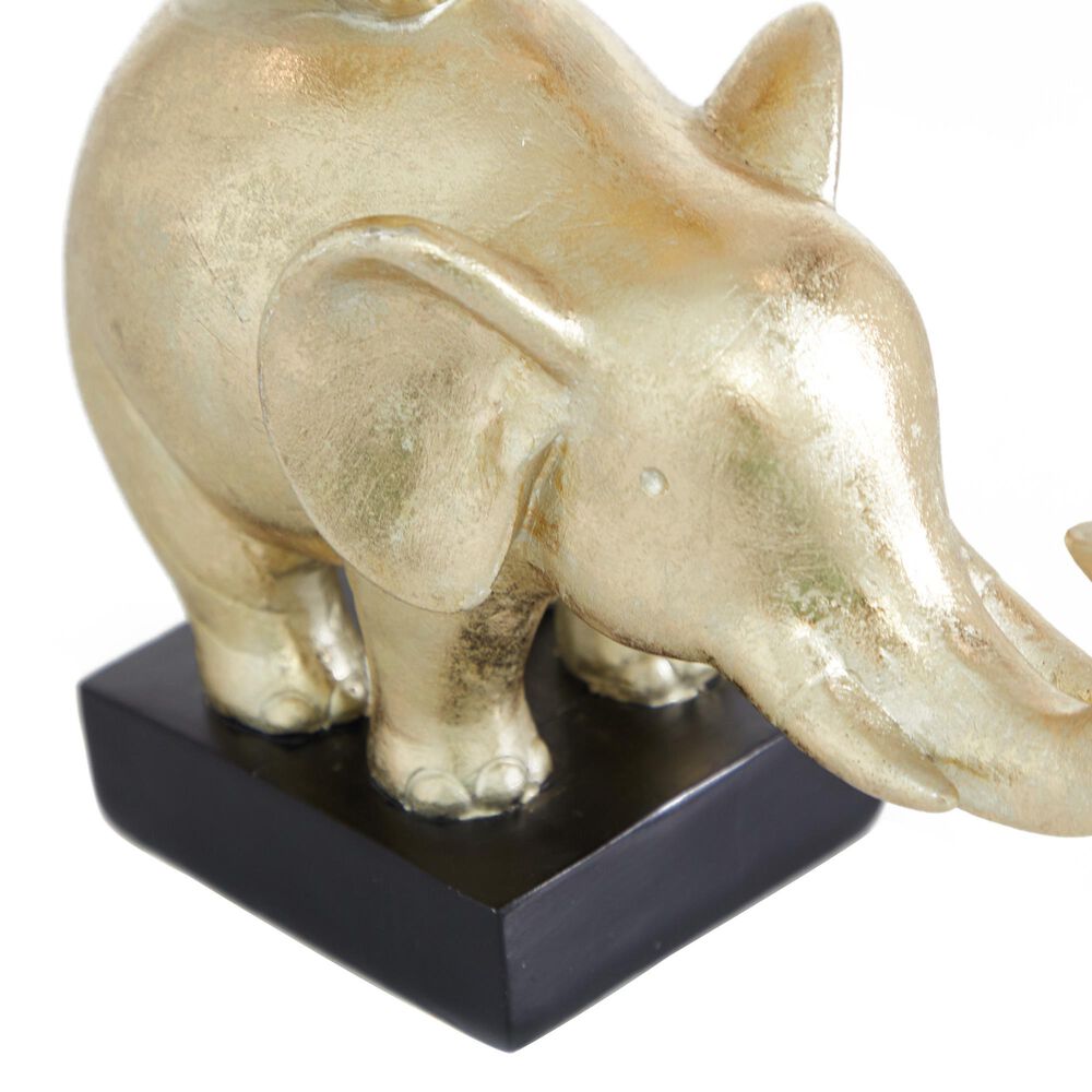 Maple and Jade 10&quot; x 8&quot; Elephant Sculpture in Gold and Black, , large