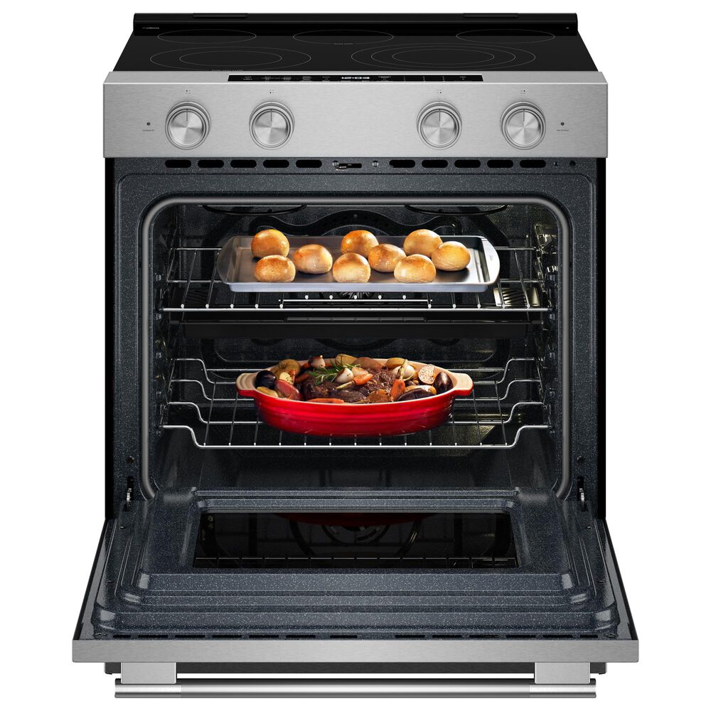 KitchenAid 2-Piece Kitchen Package with 30" Slide-In Smart Electric Range and 30" Over-the-Range Microwave Oven in PrintShield Stainless Steel, , large