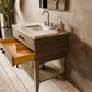 Lexora Home Norwalk 36" Single Bathroom Vanity in Grey Oak with White Carrara Marble Top  and Rectangle Sink, , large