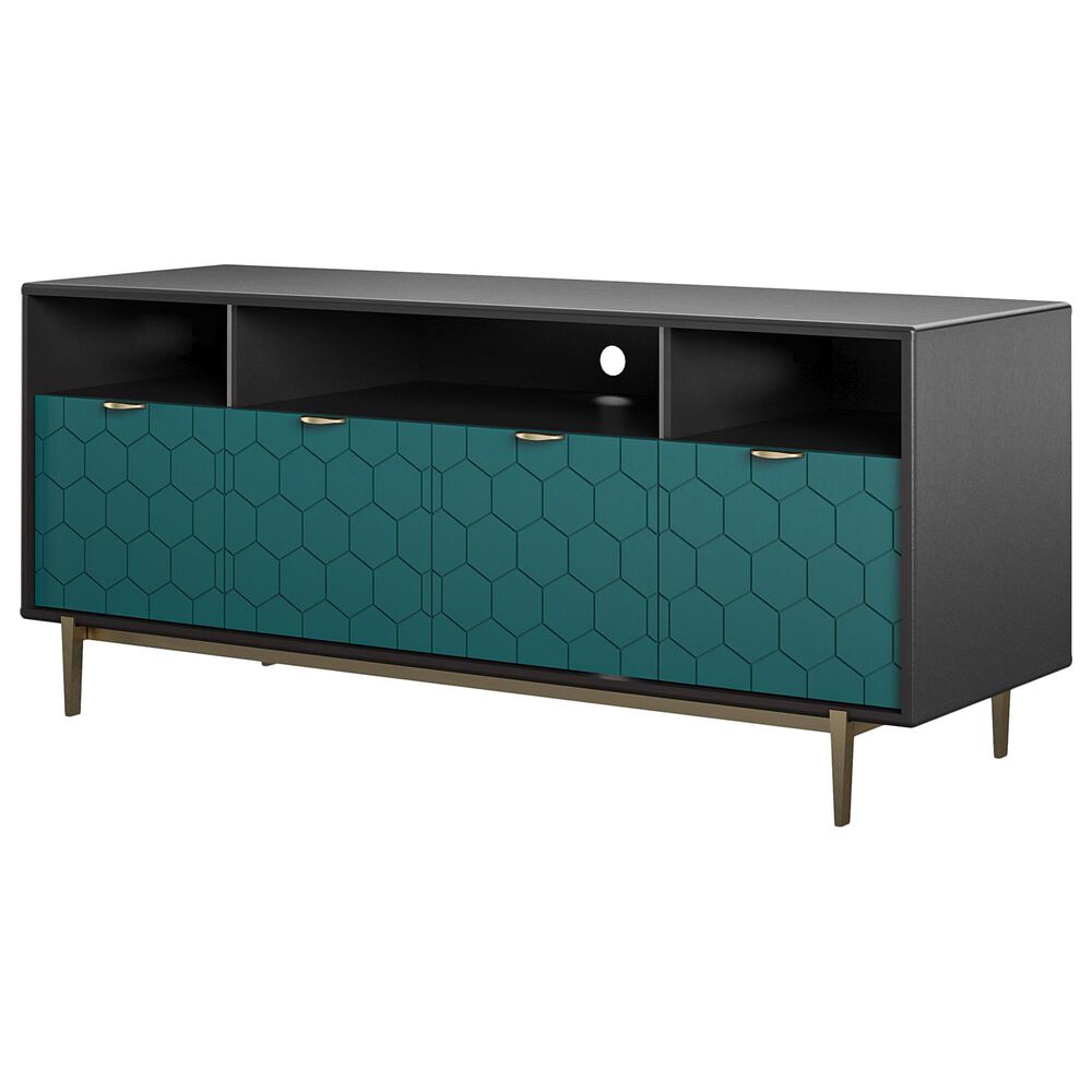DHP Olivia 59.61&quot; TV Stand in Black and Geometric Pattern, , large