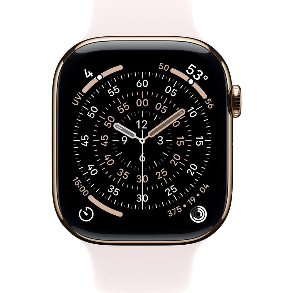 Apple Watch Series 11 (GPS+Cellular) 46mm Titanium Case with Light Blush Sport Band - M/L in Gold and 2-Year AppleCare+, , large