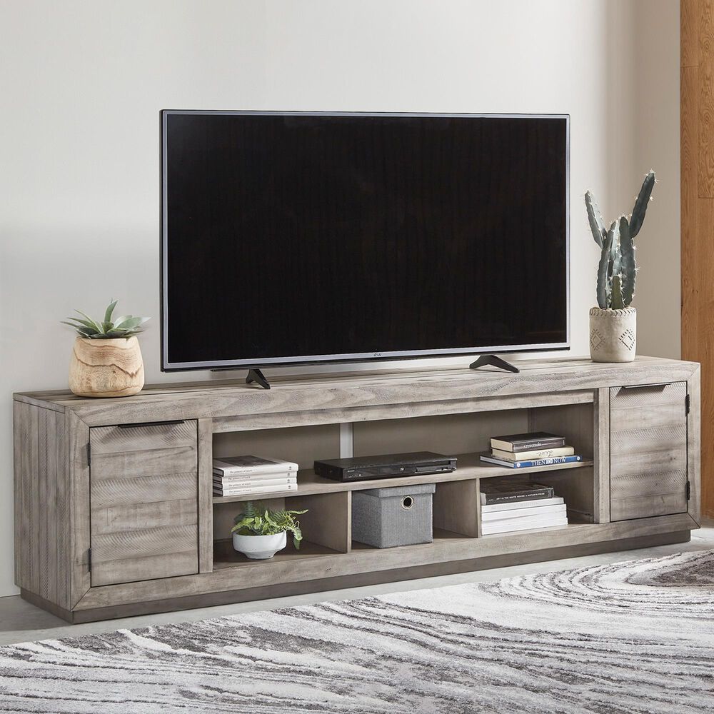 Ashley Naydell 92" XL TV Stand in Weathered Light Gray, , large
