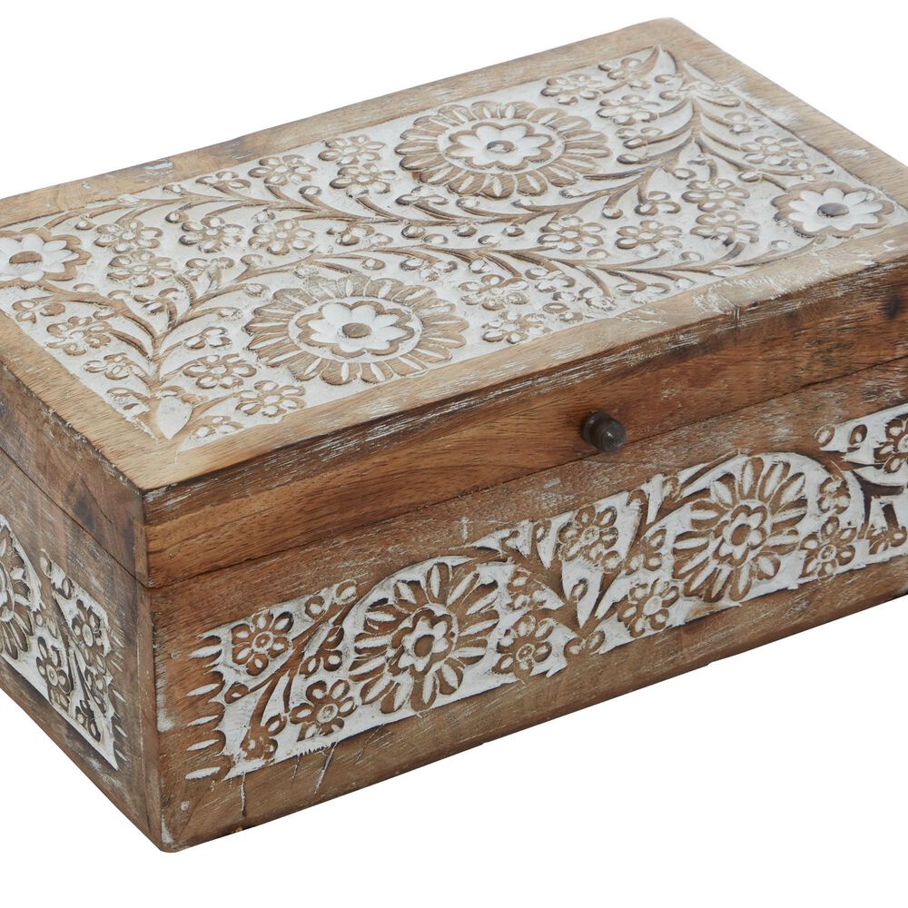 Maple and Jade Coastal Box in Brown and White &#40;Set of 3&#41;, , large
