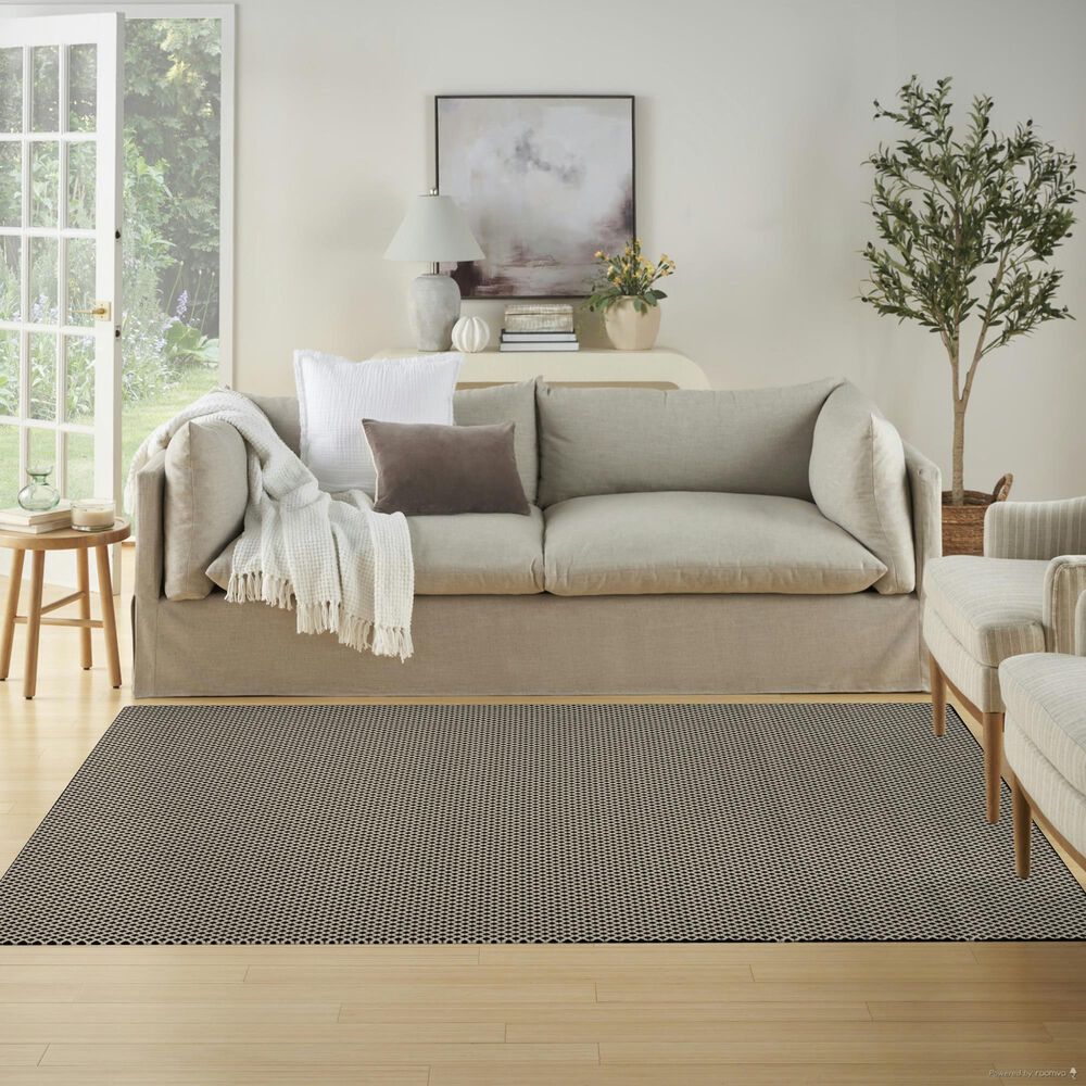 Nourison Courtyard Black and White 5&#39; x 7&#39; Indoor/Outdoor Area Rug, , large