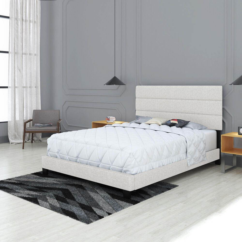 Accent Sicily Queen Upholstered Platform Bed in White, , large