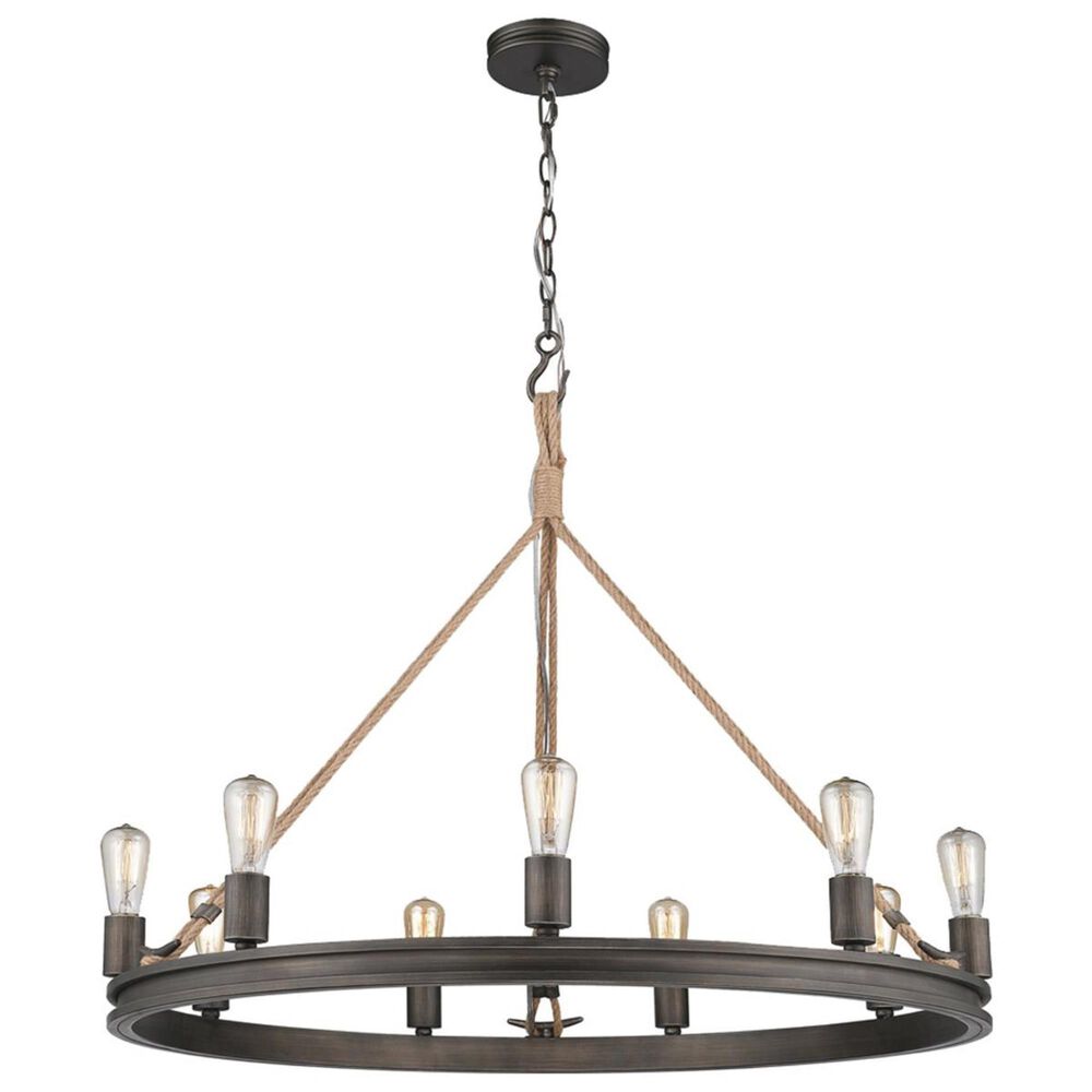 Golden Lighting Chatham 9-Light Chandelier in Gunmetal Bronze and Rope, , large