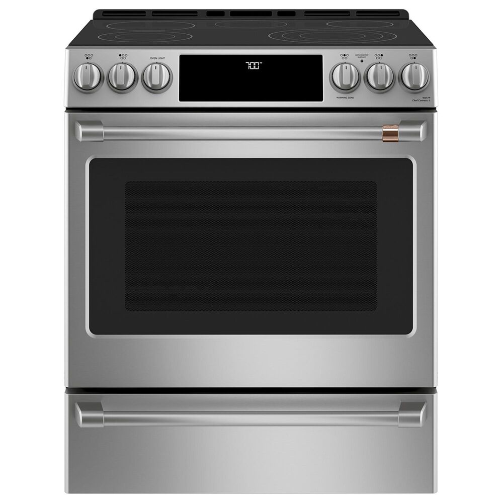 Cafe 2-Piece Kitchen Package with 30&quot; Slide-In Range and 1.7 Cu. Ft. Microwave Oven in Stainless Steel, , large