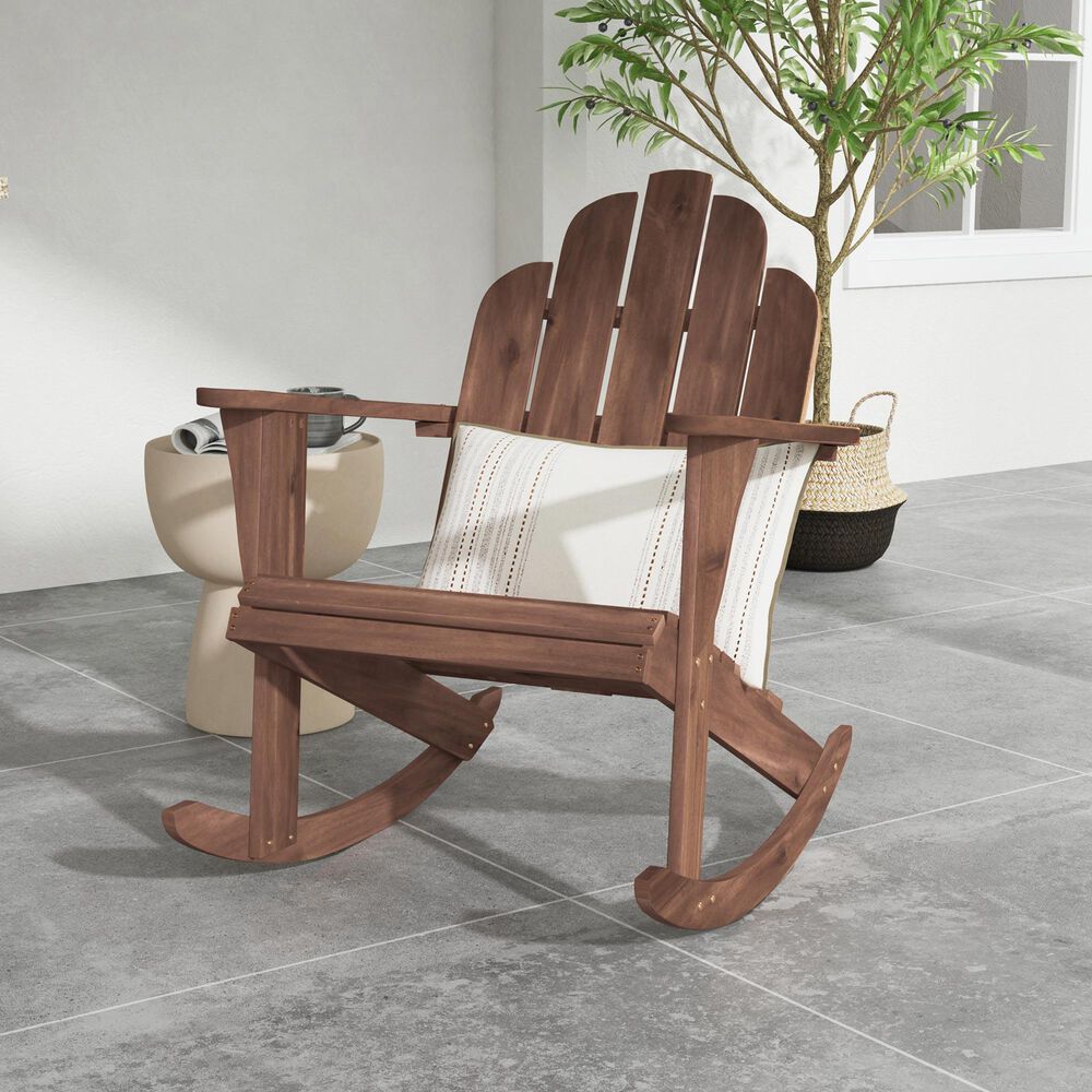 Linon Home Decor Adirondack Patio Rocking Chair in Acorn, , large