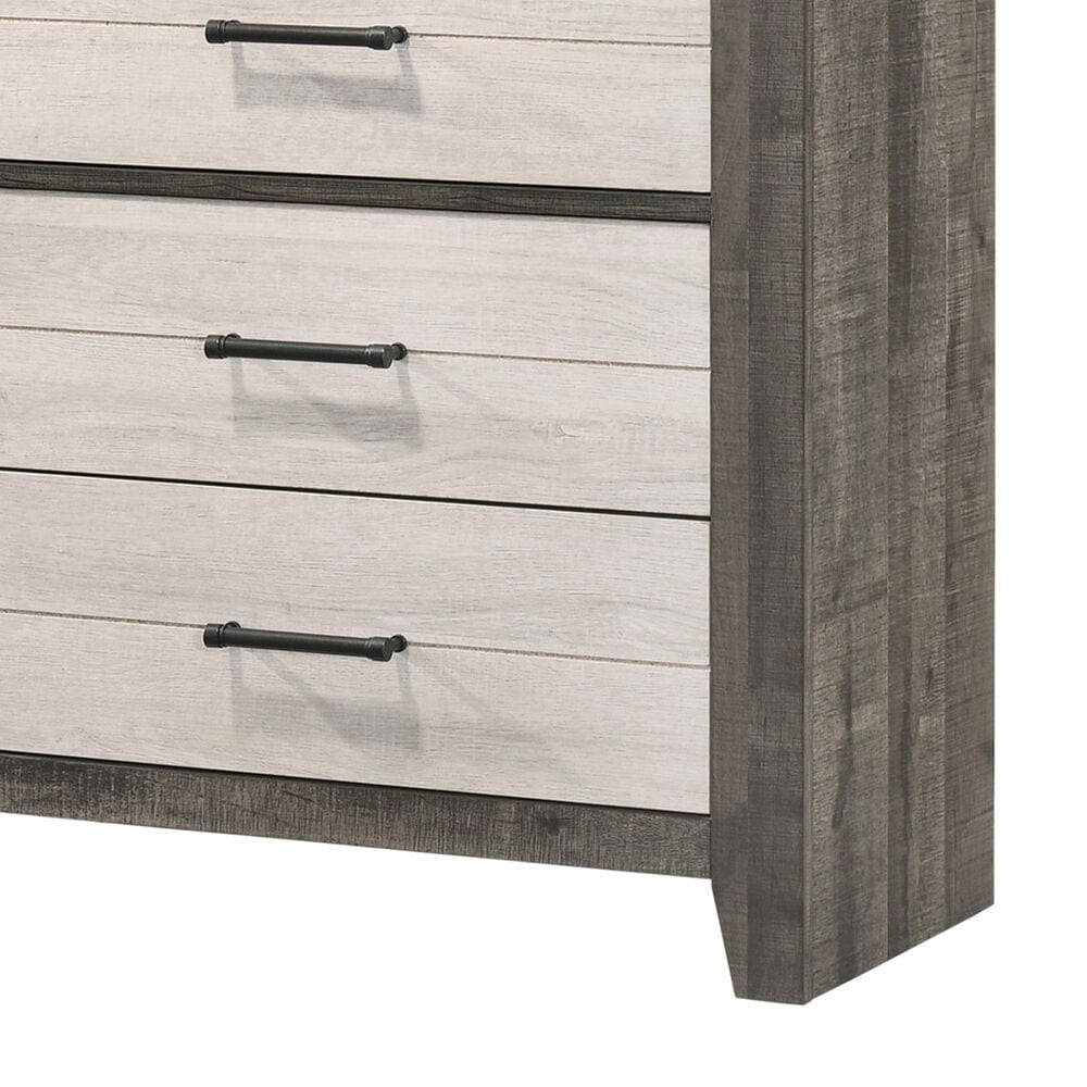 Crown Mark Rhett 6-Drawer Dresser and Mirror in Gray and White, , large
