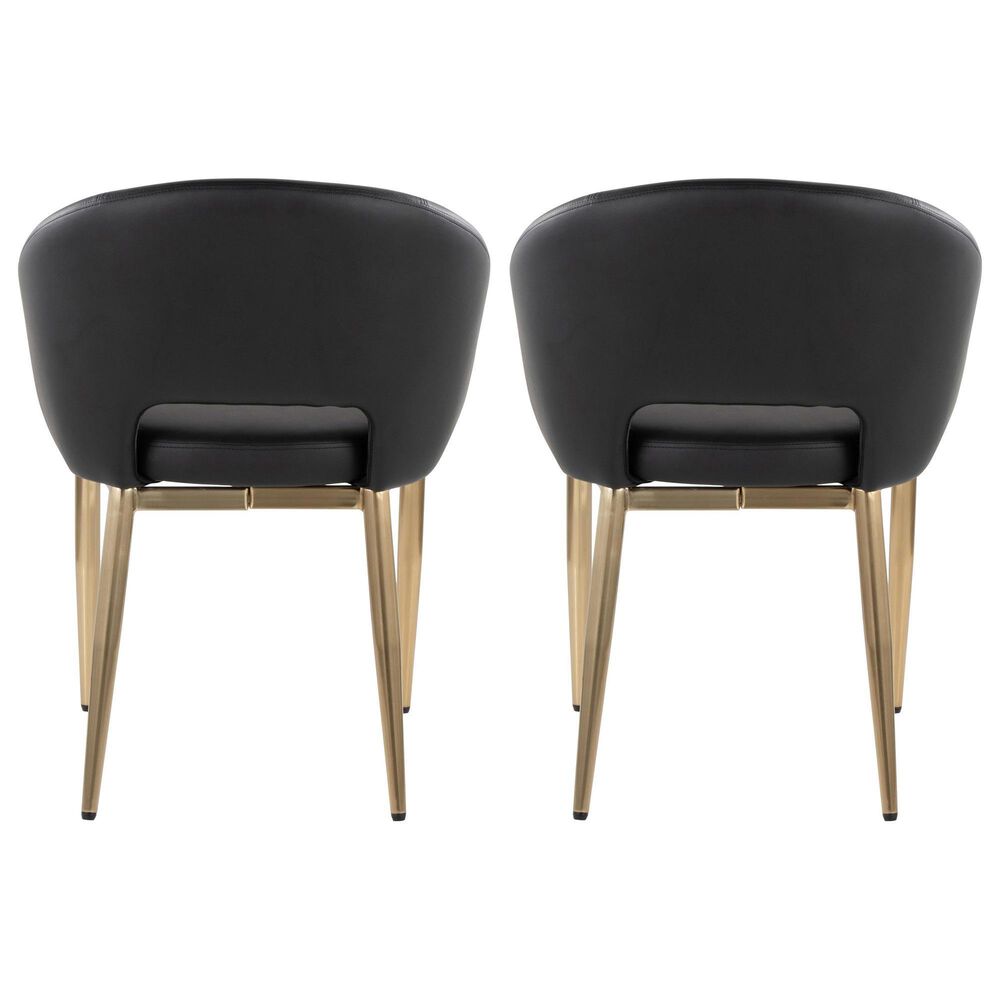 LumiSource Renee Arm Chair with Black Faux Leather Cushion in Gold (Set of 2), , large