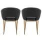 LumiSource Renee Arm Chair with Black Faux Leather Cushion in Gold (Set of 2), , large