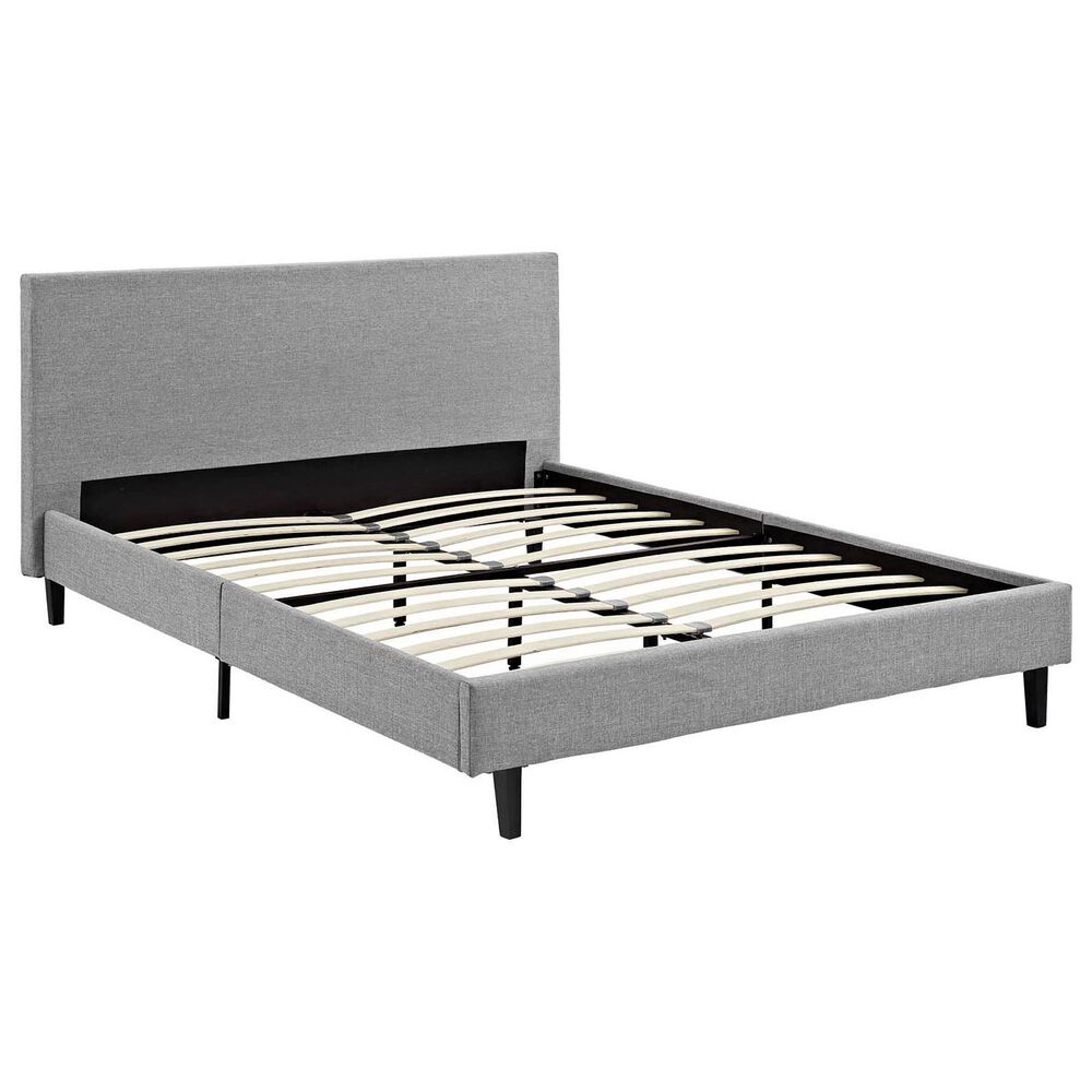 Modway Anya Fabric Queen Platform Bed in Beige, , large