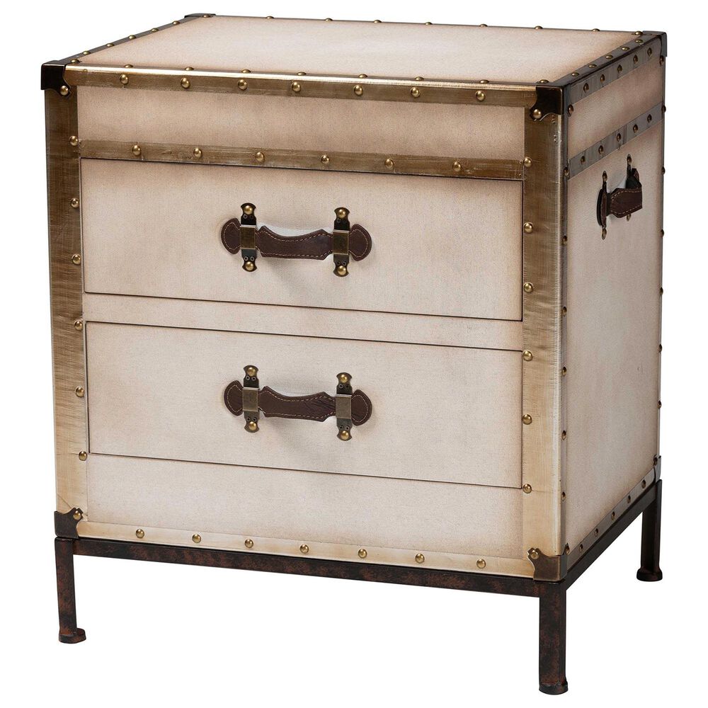 Baxton Studio Laura 2-Drawer End Table Trunk in White, , large