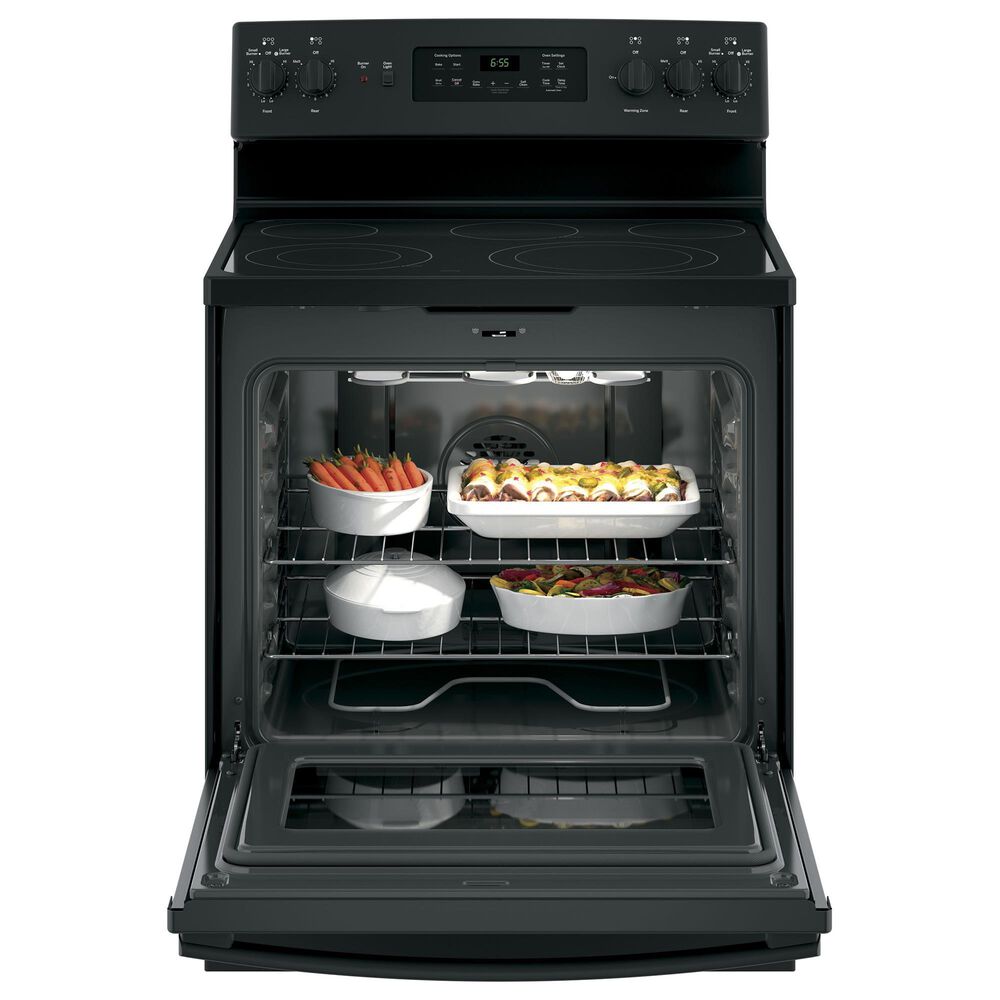 GE Appliances 2-Piece Kitchen Package with 30&#39;&#39; Electric Range and Sensor Microwave Oven in Black, , large