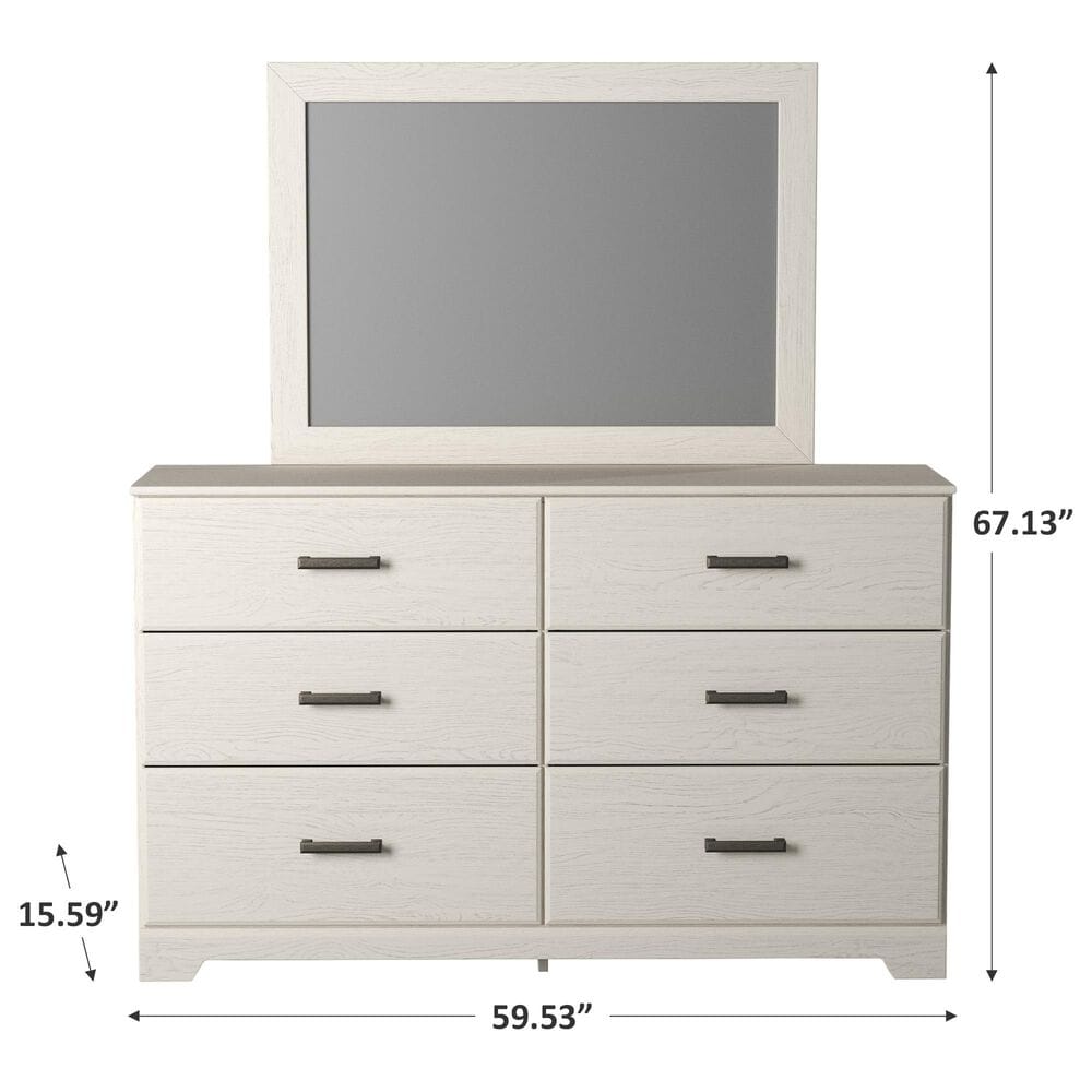 Ashley Stelsie 6 Drawer Dresser and Mirror in White, , large