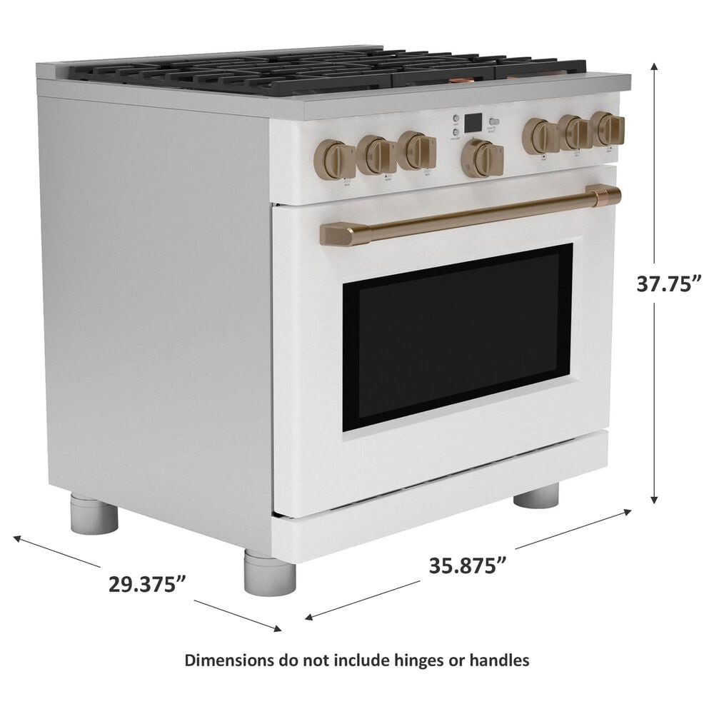 Cafe 5.75 Cu. Ft. Freestanding Dual Fuel Range in Matte White and Brushed Bronze, , large