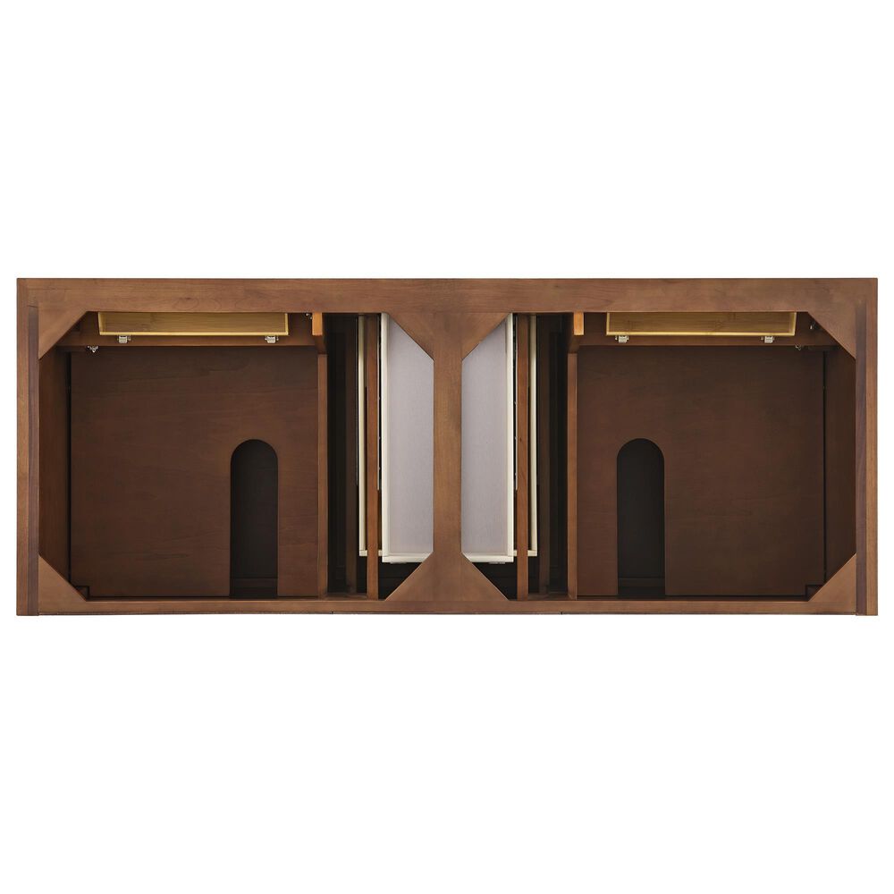 James Martin Vanities Lorelai 60&quot; Double Vanity in Mid-Century Walnut with 3 cm Victorian Silver Quartz Top, , large