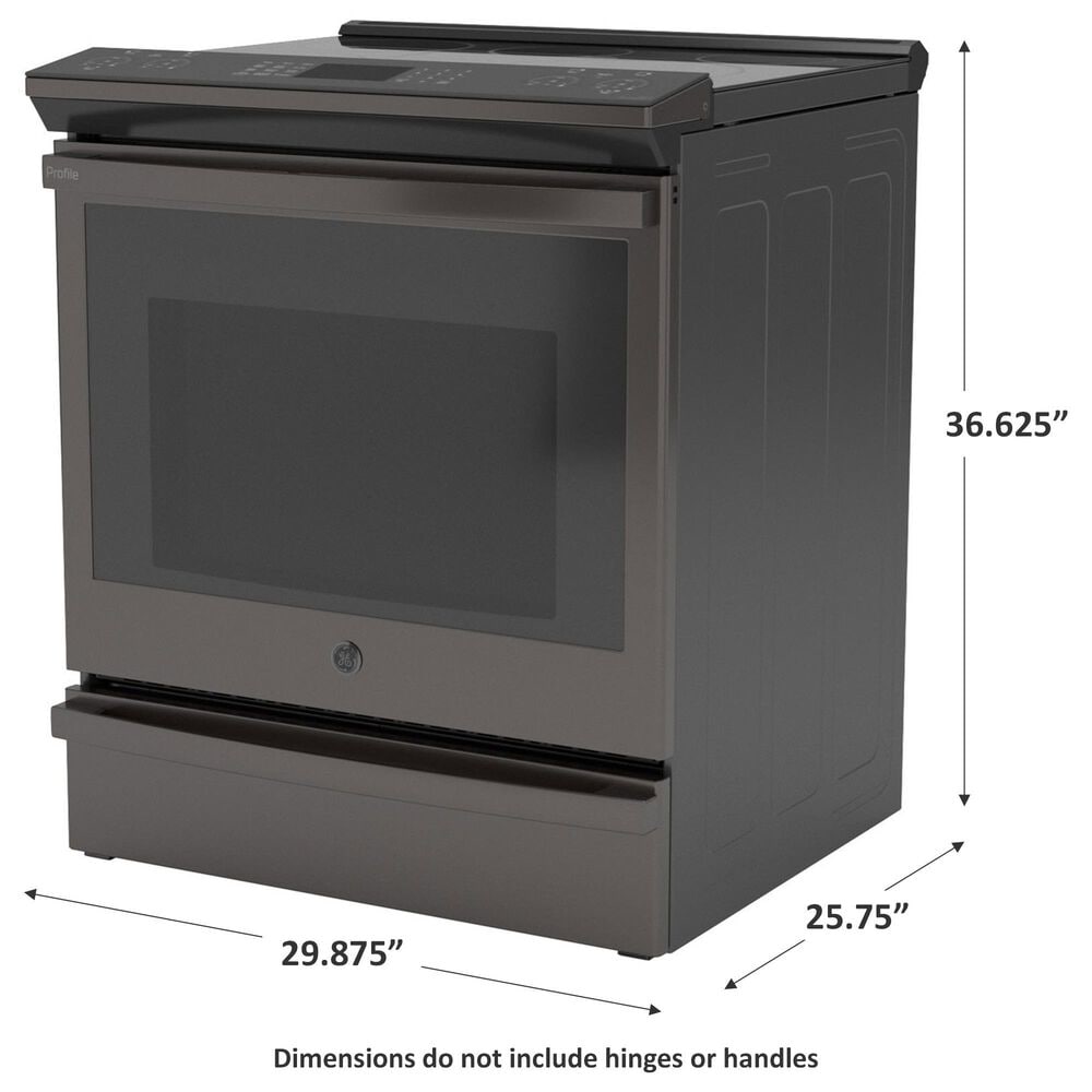 GE Profile 30" Smart Slide-In Electric Rang in Black Stainless Steel, , large