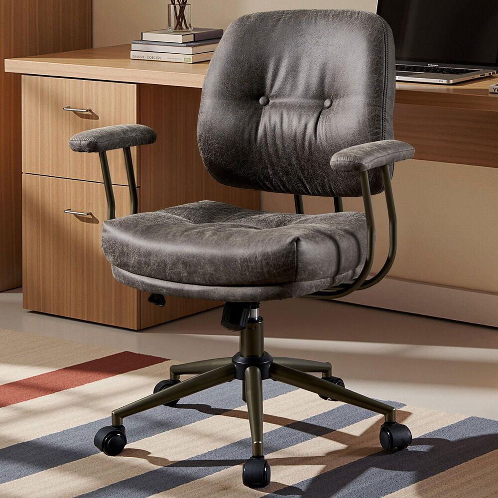 HOMLUX Executive Office Chair with Suede Fabric Cushion in Gray, , large