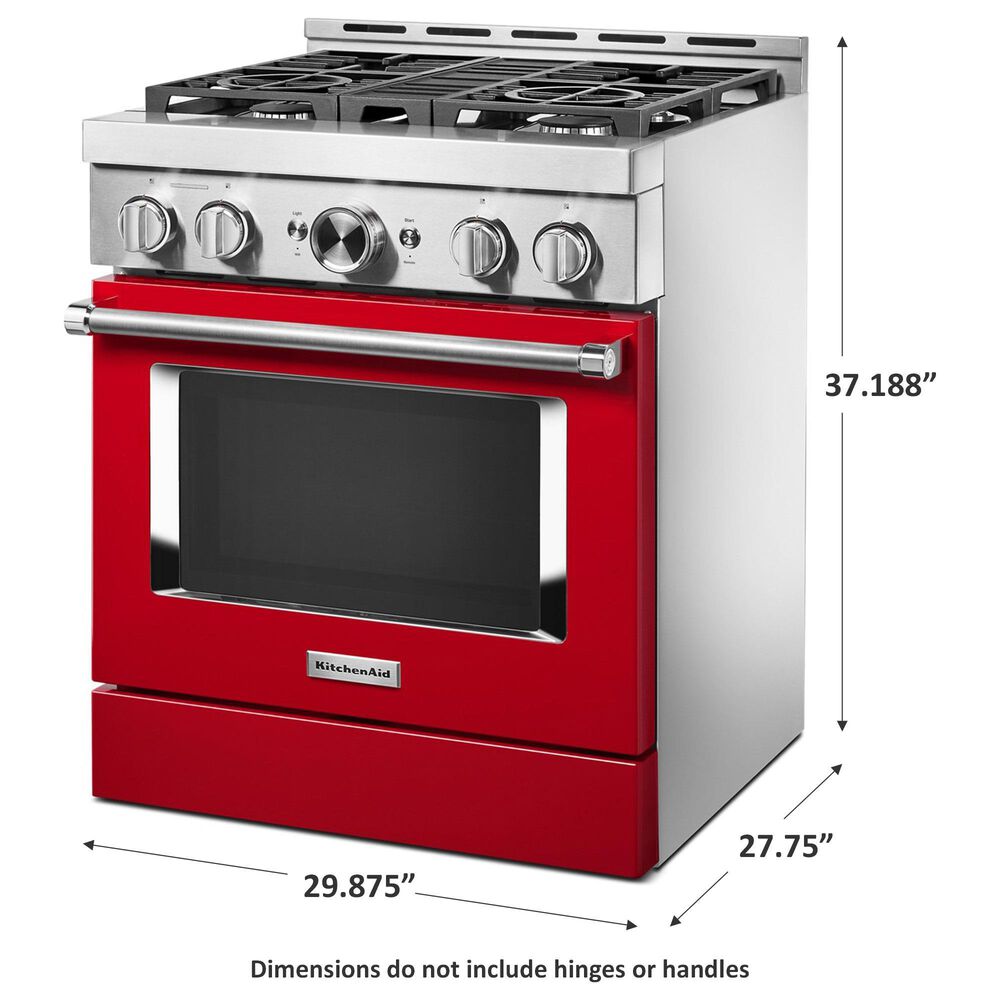 KitchenAid 4.1 Cu. Ft. Freestanding Gas Range with True Convection in Passion Red, , large