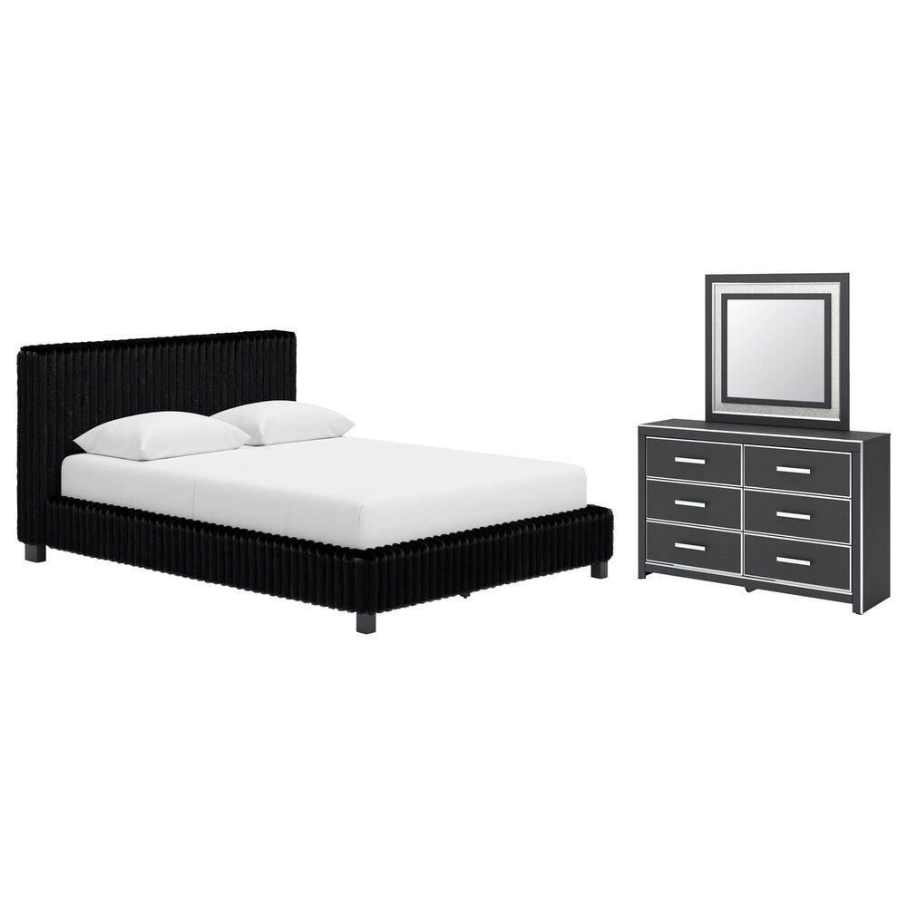 Ashley Zuraleus 3-Piece Queen Upholstered Platform Bedroom Set in Matte Black, , large