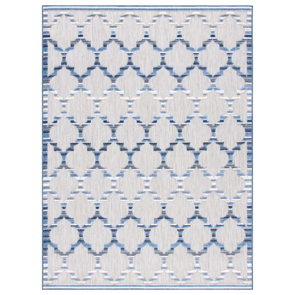 Safavieh Cabana CBN333G 6&#39;7&quot; Round Grey and Blue Indoor/Outdoor Area Performance Rug, , large