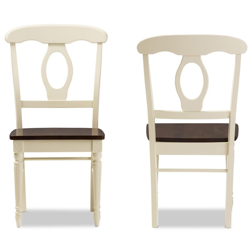 Baxton Studio Napoleon Side Chair in Antique Cherry and Buttermilk (Set of 2), , large