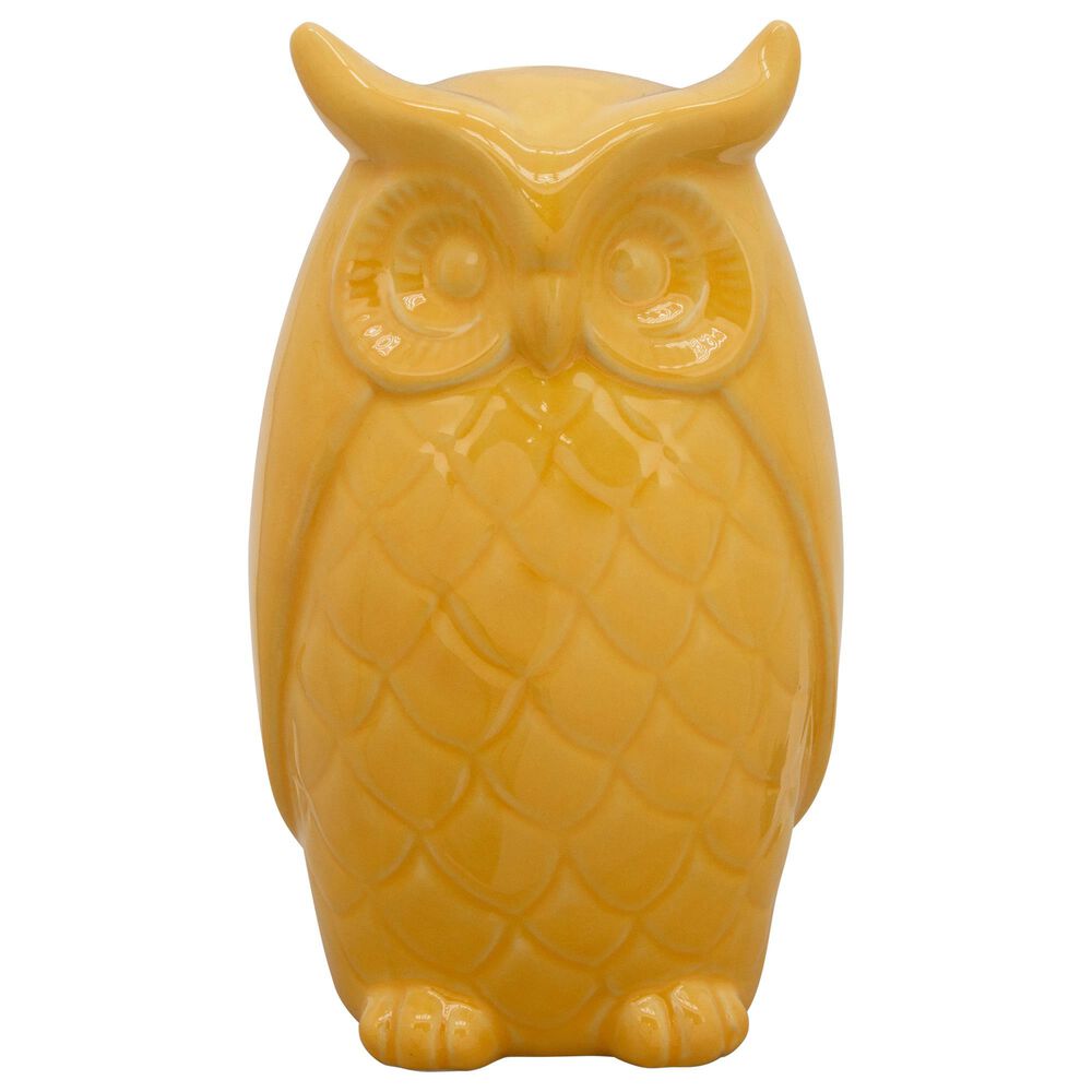 Sagebrook Home 10" Owl Figurine in Yellow, , large