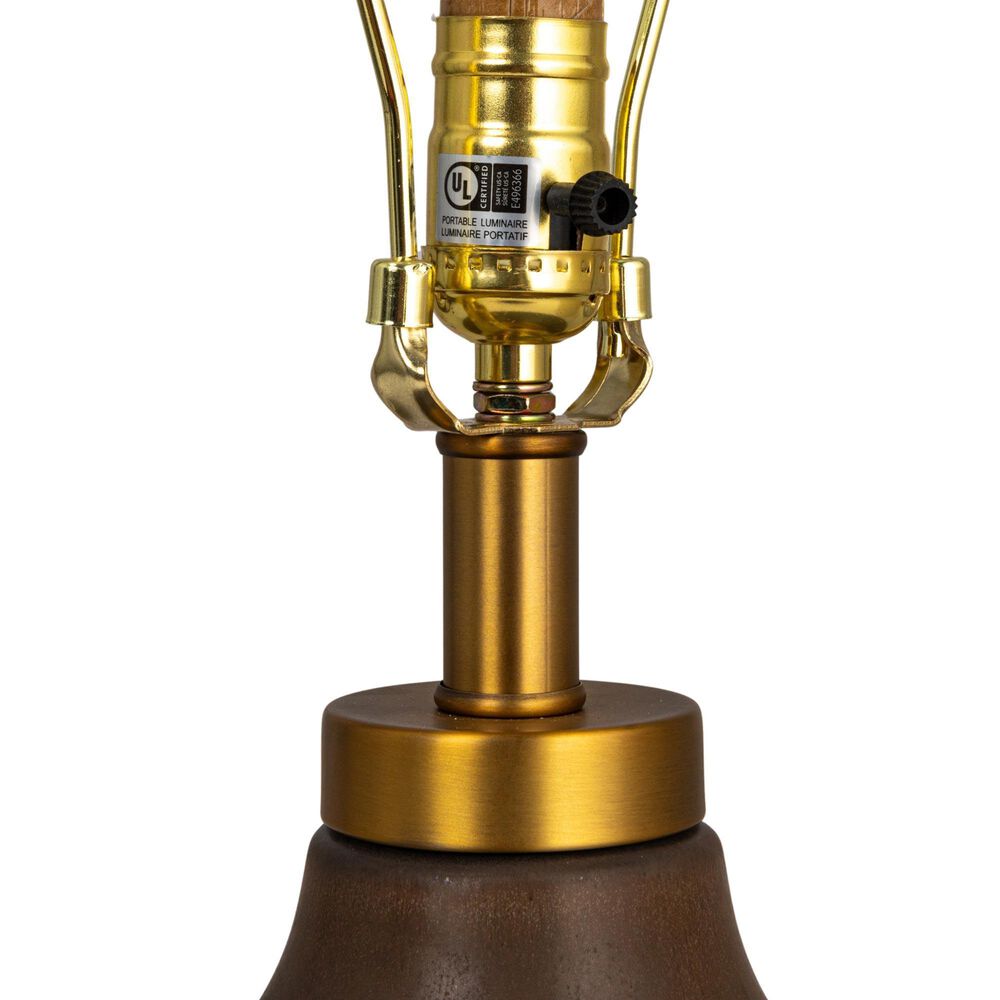 Creative Coop Salem Stoneware Table Lamp in Mushroom Brown, , large