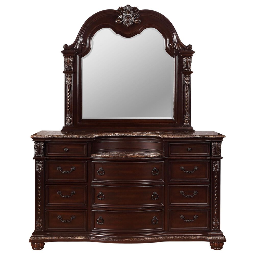 Crown Mark Stanley 11-Drawer Dresser and Mirror in Rich Brown, , large