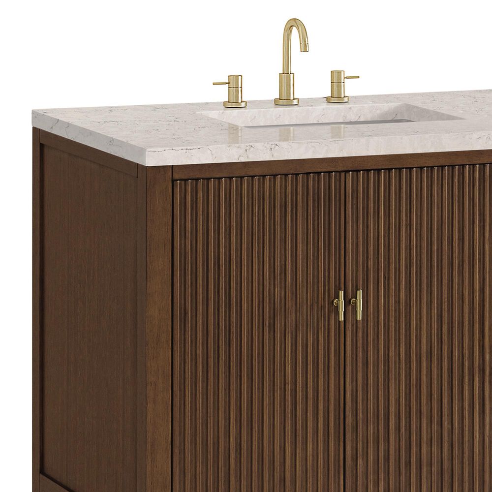 James Martin Vanities Myrrin 72" Double Vanity in Mid-Century Walnut with 3 cm Eternal Jasmine Pearl Quartz Top, , large
