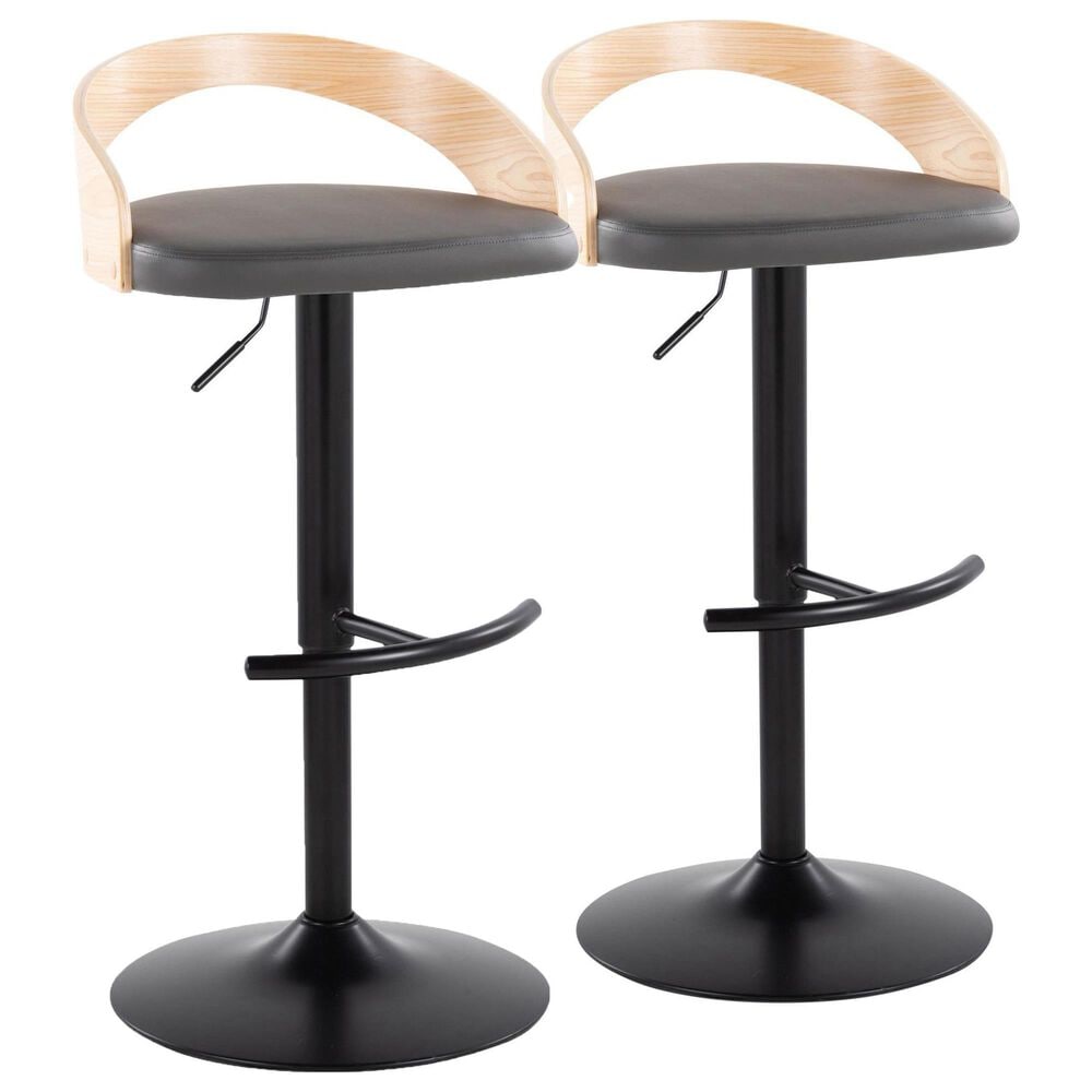 LumiSource Grotto Contemporary Adjustable Barstool with Swivel in Black Metal, , large
