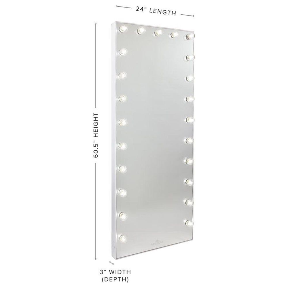 Impressions Vanity Hollywood Glow Vanity Full Length Mirror in Glossy White, , large